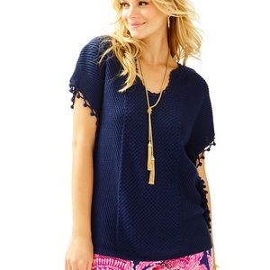 Lilly Pulitzer Navy Keating Sweater Poncho
